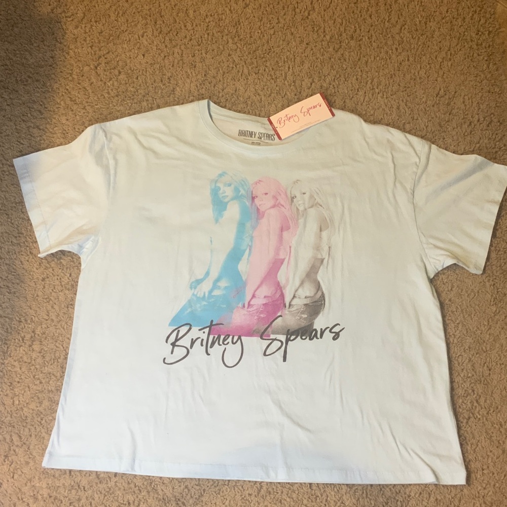 Britney Spears Graphic Licensed Band Tee - Light Blue with Pink